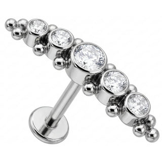 Titanio Labret Arco di Cristalli con Sfere Filettatura Interna