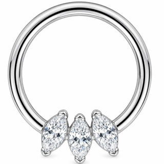 Titanium Ring Triple Marquise Crystal Fan Clicker