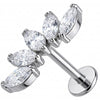 Titanio Labret Ramo Curvo Cinque Marquise Filettatura Interna