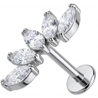 Titanio Labret Ramo Curvo Cinque Marquise Filettatura Interna