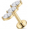 Titanio Labret Arco Triplo Cristallo Marquise Filettatura Interna