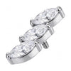 Titanium Top Triple Marquise Zirconia Curve Internally Threaded