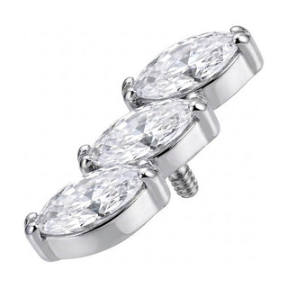 Titanium Top Triple Marquise Zirconia Curve Internally Threaded
