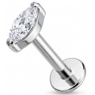 Titanio Labret Cristallo Chiaro Taglio Marquise Filettatura Interna