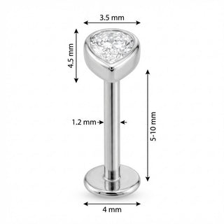 Titanio Labret Cristallo a Goccia Incastonato Filettatura Interna