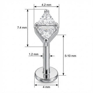Titanio Labret Fiocco Doppio Triangolo Cristallo Filettatura Interna