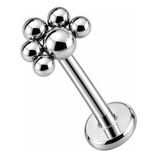 Titanium Labret Beaded Fan Cluster Top Internally Threaded