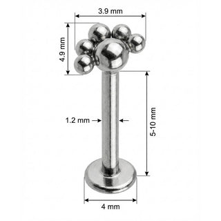 Titanio Labret Cluster Ventaglio Sfere Filettatura Interna
