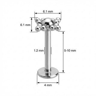 Titanio Labret Design Croce a Sfere Filettatura Interna