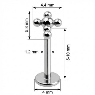 Titanio Labret Croce Composta da Sfere Filettatura Interna