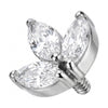 Titanium Top Triple Marquise Leaf Cluster Internally Threaded
