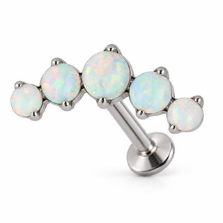 Titanium Labret Curved Five Opal Cluster Internally Threaded