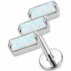 Titanium Labret Triple Baguette Crystal Cluster Internally Threaded
