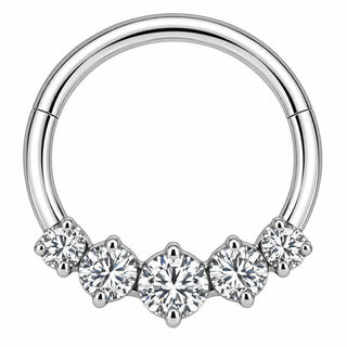Titanium Ring Five Stone Arc Clicker