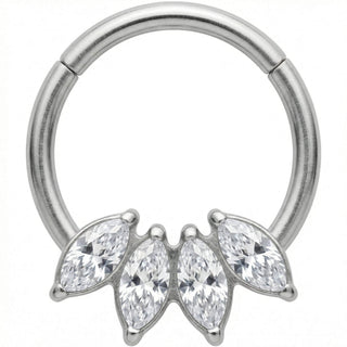Titanium Ring Four Marquise Stones Crown Clicker