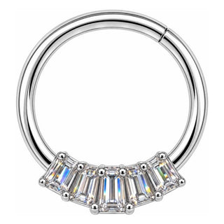 Titanium Ring Five Baguette Zirconia Fan Clicker