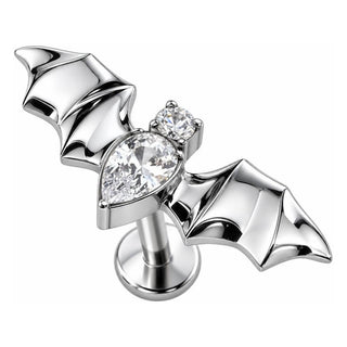 Titanium Labret Crystal Bat Wings Design Internally Threaded