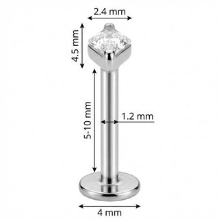Titanio Labret Cristallo Rombo Chiaro Filettatura Interna