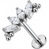 Titanio Labret Arco Cristalli Marquise Con Sfere Filettatura Interna