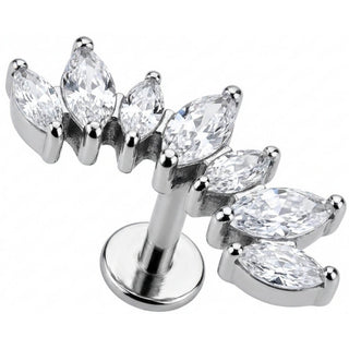 Titanio Labret Arco Curvo Cristalli Marquise Filettatura Interna