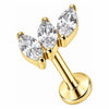 Titanium Labret Triple Marquise Crystal Fan Internally Threaded