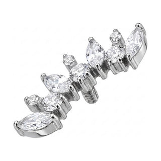 Titanium Top Curved Marquise Cut Cluster Internally Threaded