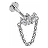 Titanium Labret Triple Marquise Cluster With Chain Internally Threaded