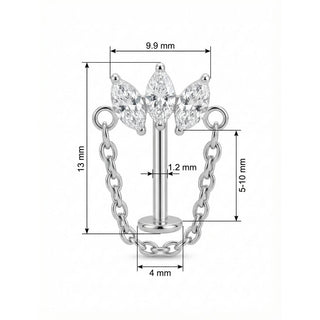 Titanio Labret Trio Marquise Con Catenina Pendente Filettatura Interna