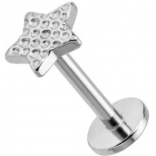 Titanio Labret Top Stella Effetto Martellato Filettatura Interna