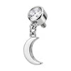 Titanium Top Stone With Dangling Crescent Moon Internally Threaded
