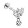 Titanio Labret Ventaglio Marquise Con Pendente Rotondo Filettatura Interna