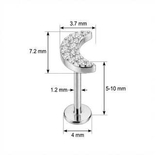 Titanio Labret Mezzaluna con Cristalli Pavé Filettatura Interna