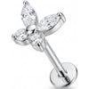 Titanio Labret Farfalla con Cristalli Marquise Filettatura Interna
