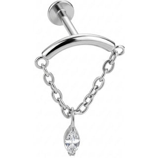 Titanio Labret Arco Curvo con Catenina Pendente Filettatura Interna