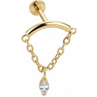 Titanio Labret Arco Curvo con Catenina Pendente Filettatura Interna