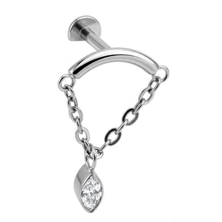 Titanio Labret Barra Curva Catene Cristallo Marquise Filettatura Interna
