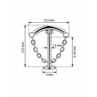 Titanio Labret Barra Curva Catena Pendente Filettatura Interna