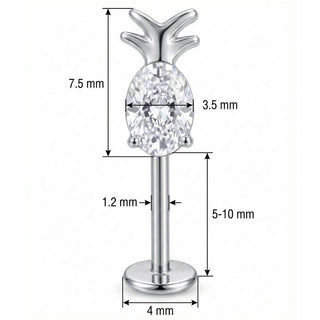 Titanio Labret Design Ananas con Cristallo Filettatura Interna