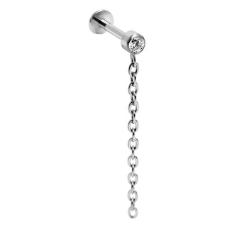 Titanio Labret Cristallo Con Catena Pendente Filettatura Interna