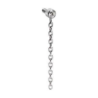 Titanium Top Round Zirconia With Dangle Chain Internally Threaded