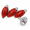 Titanium Labret Triple Marquise Zirconia Curve Internally Threaded