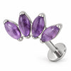Titanium Labret Four Marquise Zirconia Fan Internally Threaded