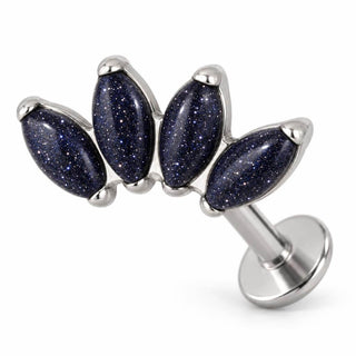 Titanium Labret Four Marquise Zirconia Fan Internally Threaded