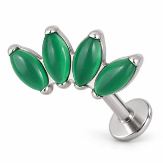 Titanium Labret Four Marquise Zirconia Fan Internally Threaded