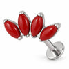 Titanium Labret Four Marquise Zirconia Fan Internally Threaded