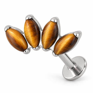Titanium Labret Four Marquise Zirconia Fan Internally Threaded
