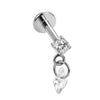 Titanio Labret Zirconia Rotonda Con Pendente Rombo Filettatura Interna