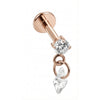Titanium Labret Round Zirconia With Kite Dangle Internally Threaded