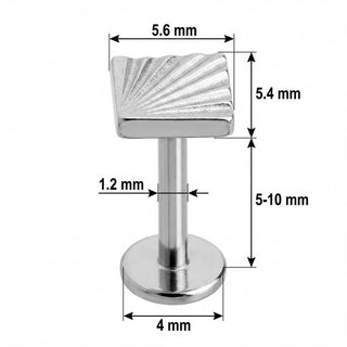 Titanio Labret Design a Ventaglio Testurizzato Filettatura Interna