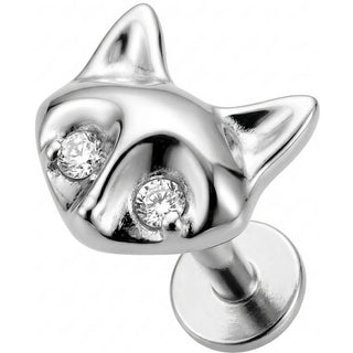 Titanio Labret Testa Di Gatto Occhi Cristallo Filettatura Interna